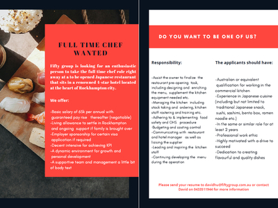 Full time chef wanted at a 4-star hotel  ...